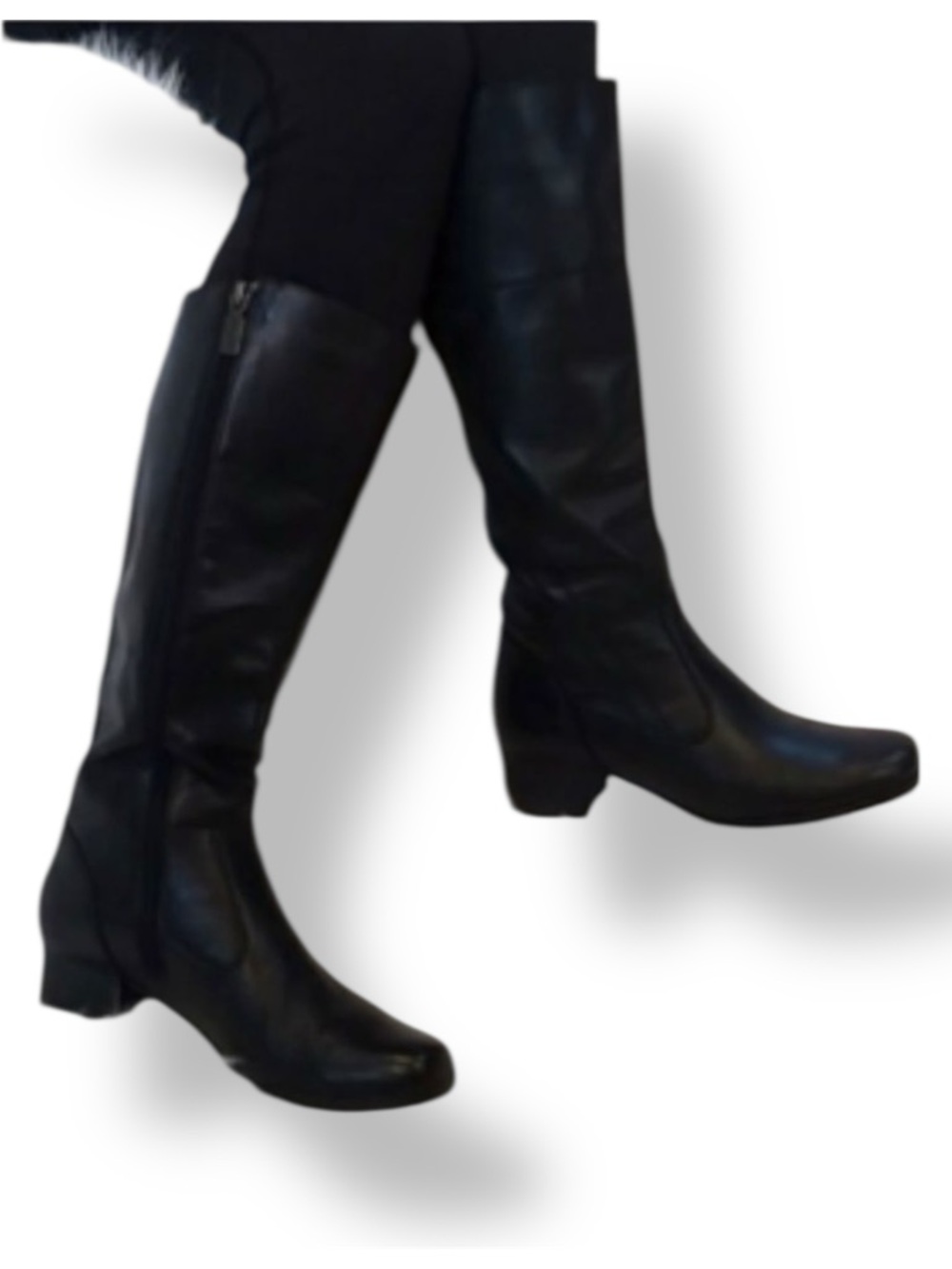 Blondo NWT Black Waterproof Leather & Natural Rubber Sole Riding Boots Sz 6.5WW